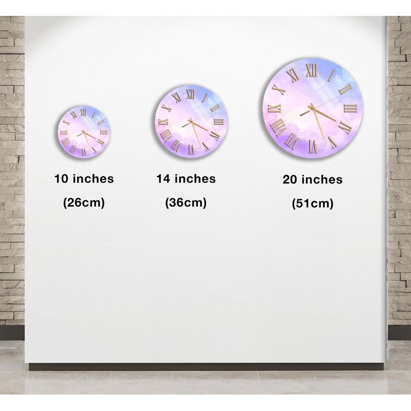 Horloge murale pastel en verre trempé ciel, horloge de style aquarelle, grande décoration murale, horloge décorative moderne, horloge silencieuse