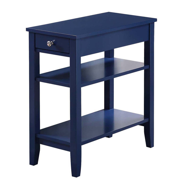 Carbin End Table with Drawer and Shelves, Cobalt Blue