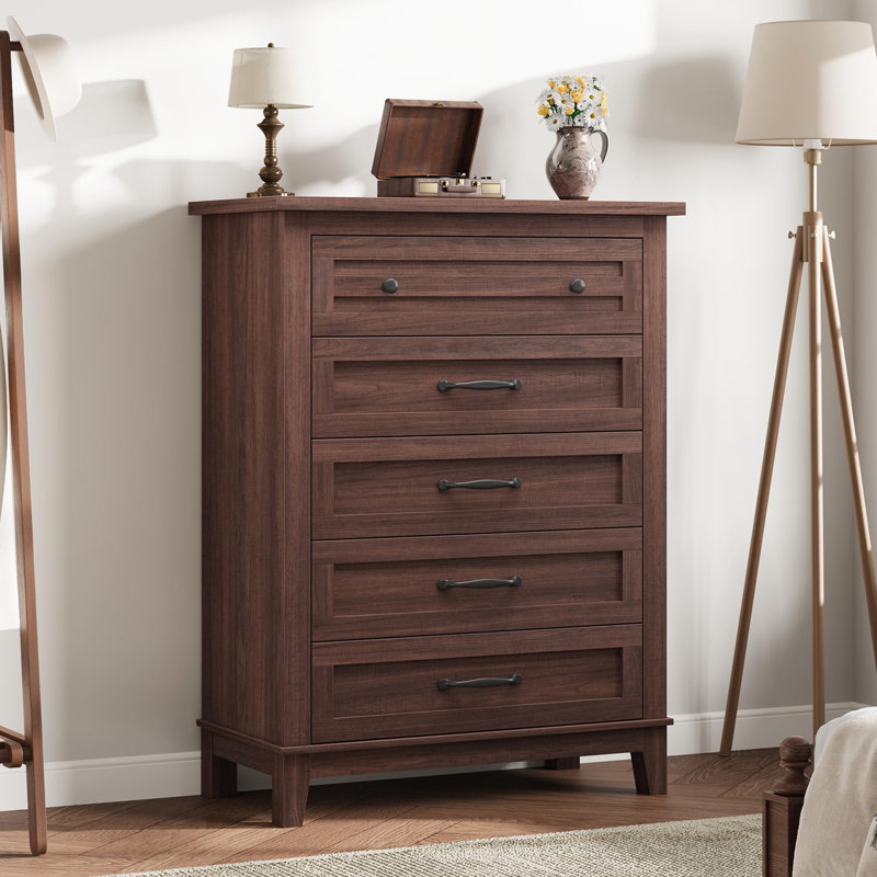 41.3" Tall Vertical Drawer Dresser,  With Large Storage, Walnut