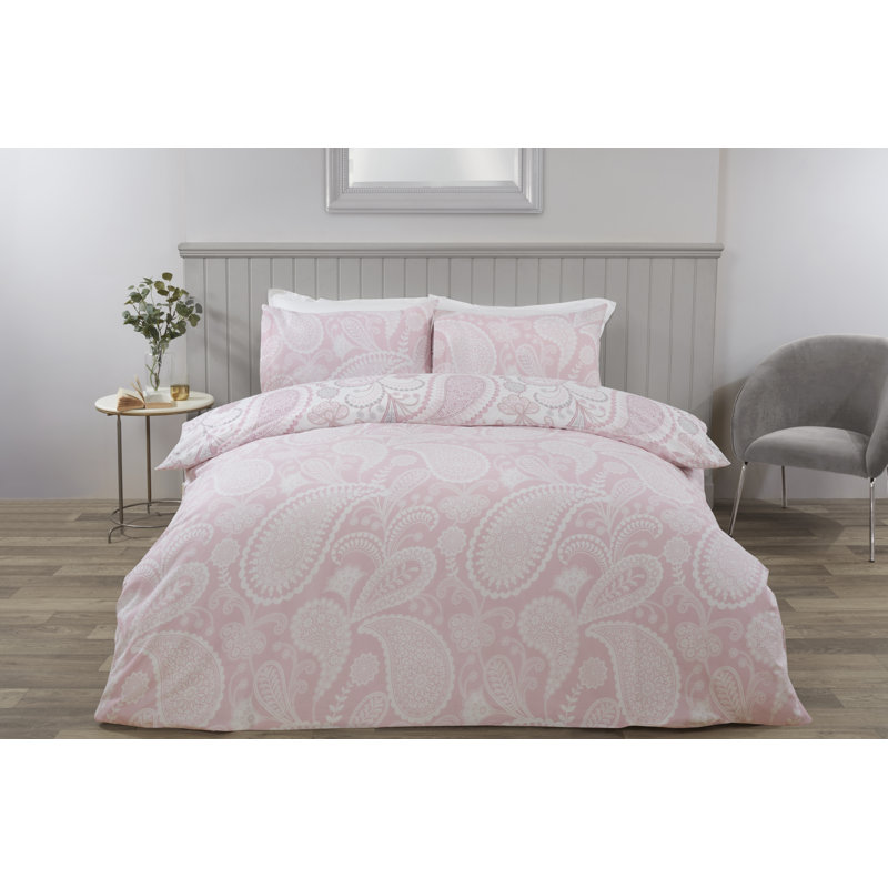 Englert Cotton Blend Paisley Duvet Cover Set with Pillowcases Included, Super King - 2 Standard Pillowcases, Pink
