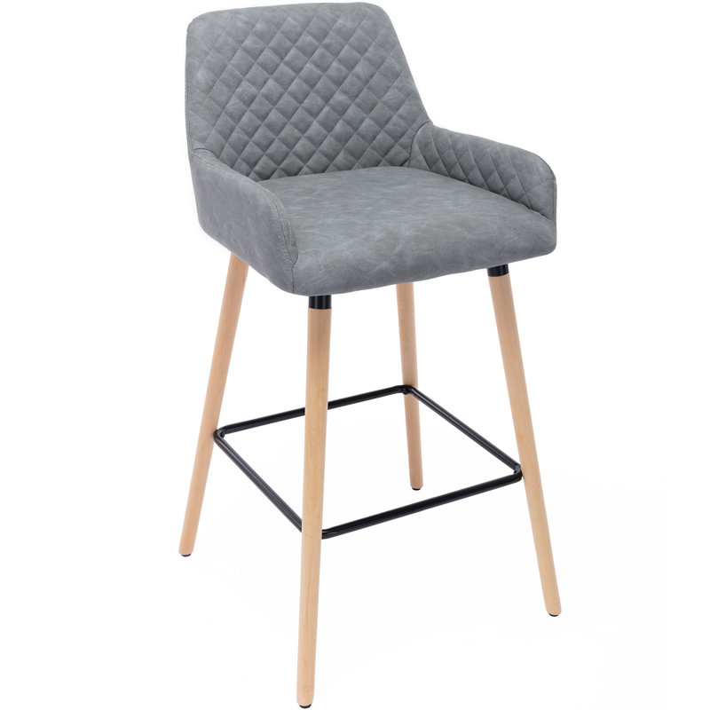 Padang Upholstered Counter Stool with Metal Frame, Grey