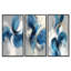 Tourbillon abstrait dans des tons bleus et blancs - art mural encadré abstrait, 3 pièces-129076918-129076923