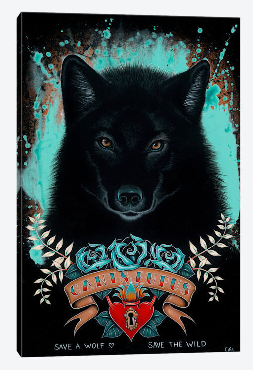«Canis Lupus», peinture sur toile tendue, H 60 po x l 40po x P 1,5 po, Toile tendue, Pas de tapis
