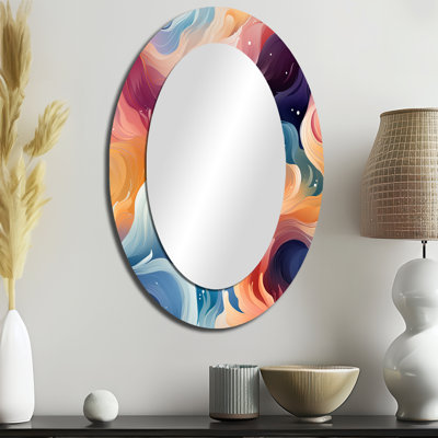 Miroir mural bleu et mauve