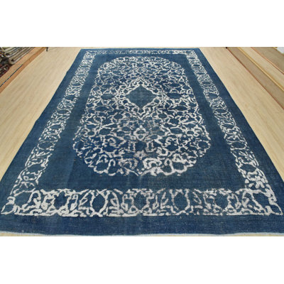 Tapis bleu unique de 9 pi 7 po x 13 pi
