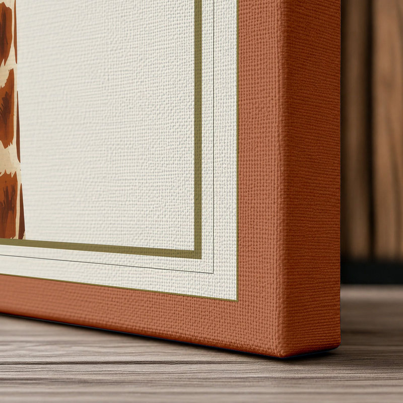 Giraffe Portrait Minimalist - Wrapped Canvas, 24x16 - 61.0 x 40.6 cm, Terracotta Border
