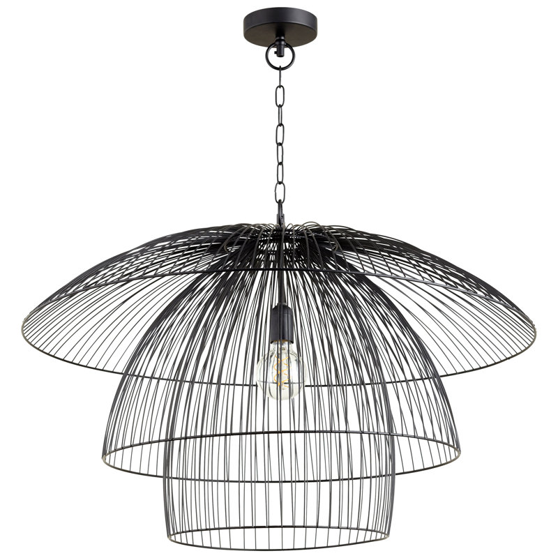 Modern Matte Black Iron Pendant Light - 31.75" Wide