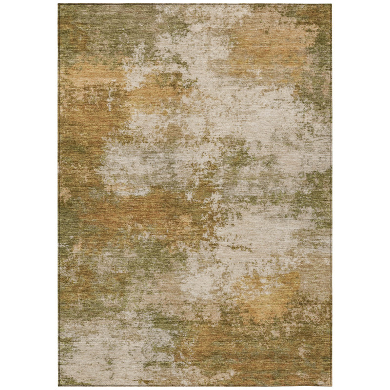 Machine Washable Indoor/Outdoor Xhevrie Copper Rug, Rectangle 9' x 12'