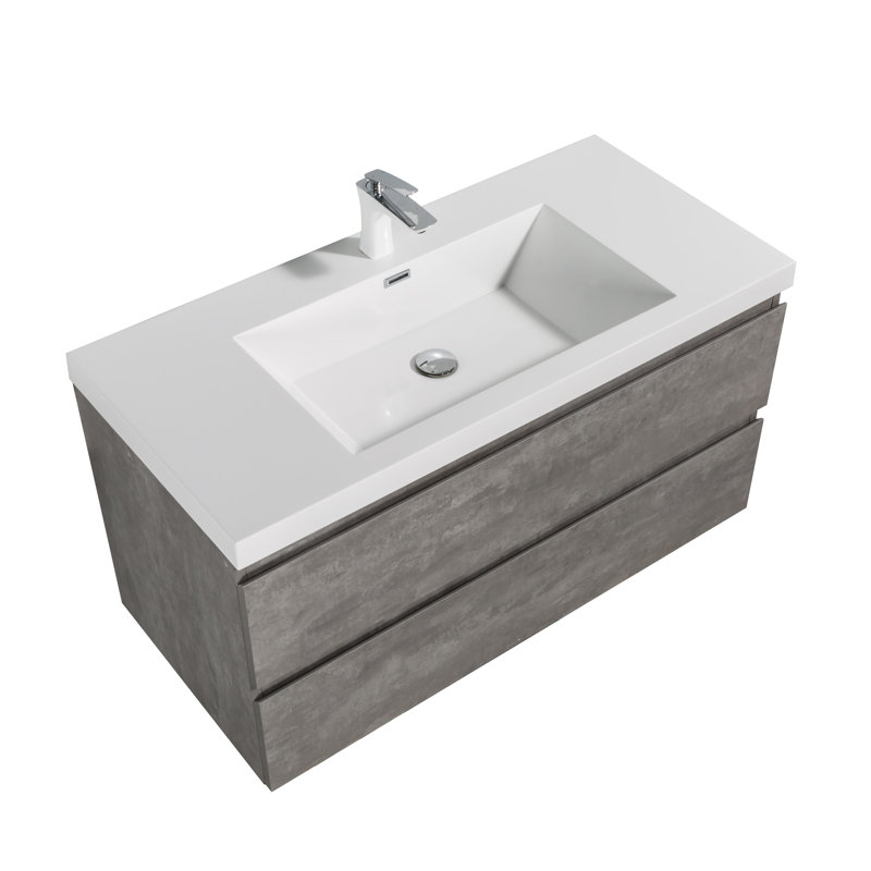 Ensemble de meuble-lavabo simple mural 42 po Eustasius, Gris