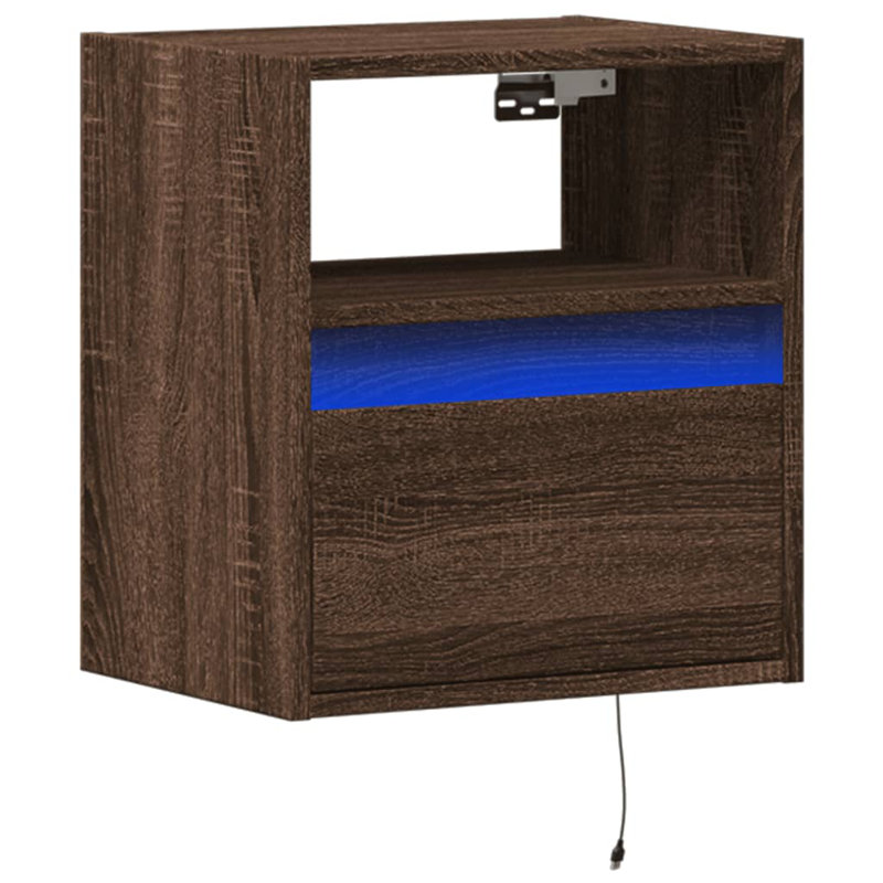 Costache 41cm W Bedside Table, Brown Oak, Individual