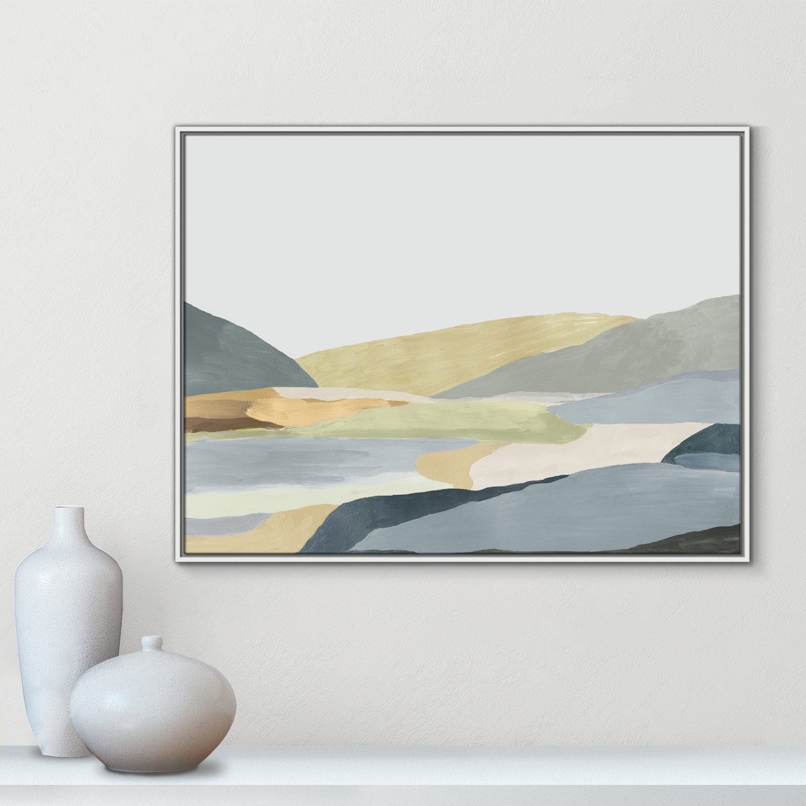 Blair "Warm Hills II" Painting, White Canvas, 31.5" H x 41.5" W x 2" D