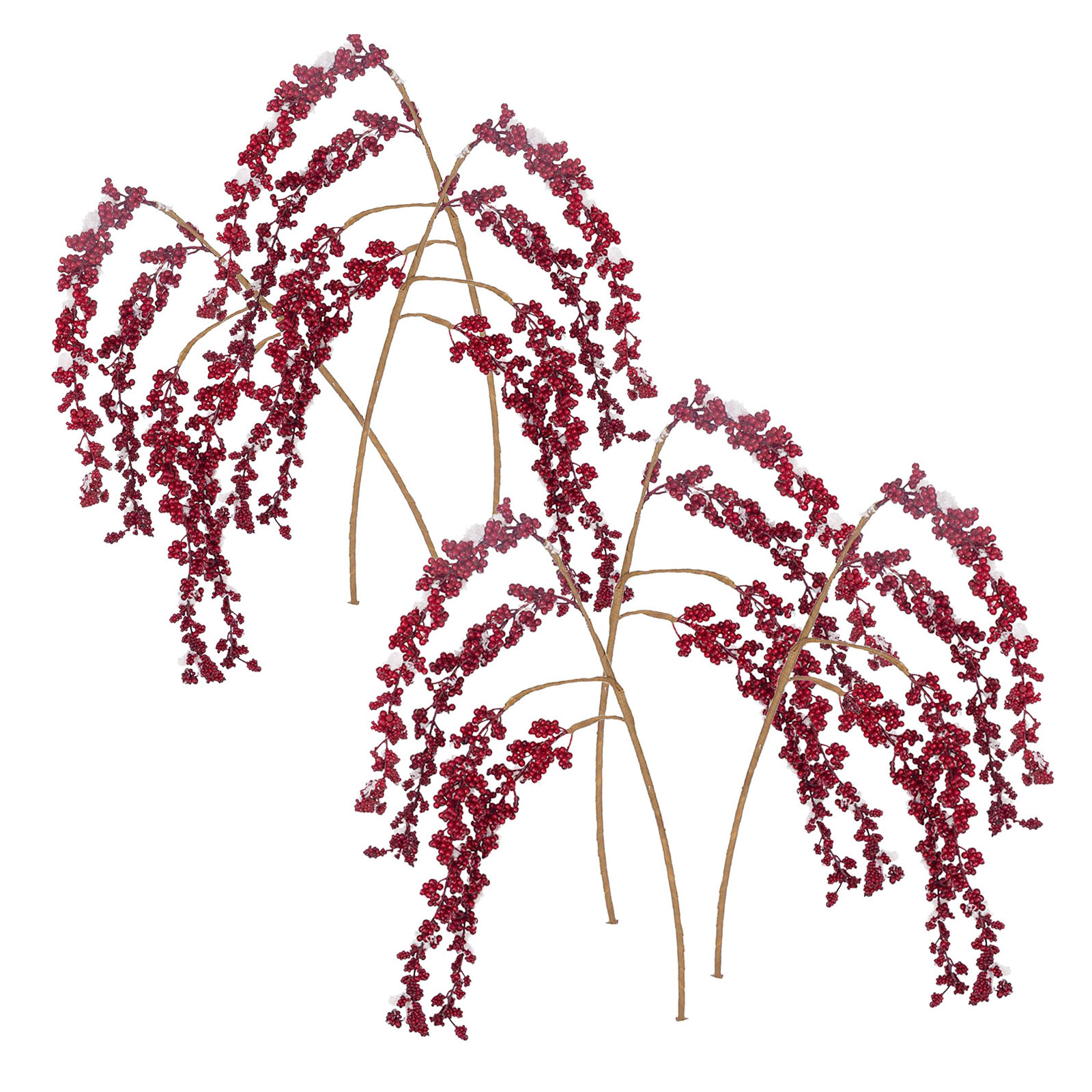 38" Snowy Berry Hanging Sprays - Set of 6 - Red