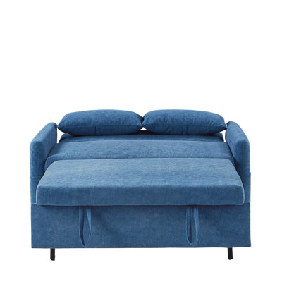 Lit de 55,1 po avec grandes poches de rangement et - Bleu réglable pour le salon, la chambre à coucher, l’appartement, les ports et 2 coussins