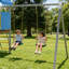 Ensemble de jeu en métal pour la cour arrière avec balançoires simples, glissade et panier de basketball-670015645