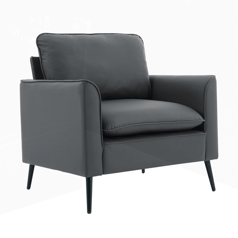 Chaise d'appoint rembourrée Cat Paw, Similicuir gris
