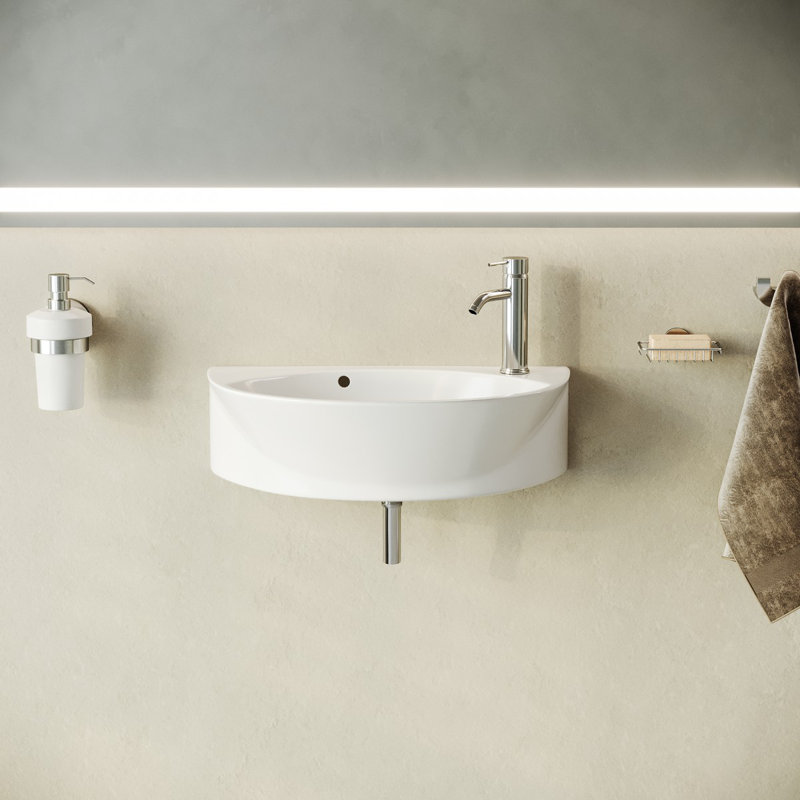 Small Wall Mount Bathroom Sink White Grade A Vitreous China with Single Faucet Hole and Overflow Renovator's Supply