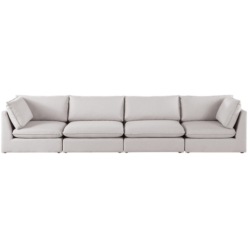 Tupman 160'' Upholstered Sofa, Beige Linen Textured Fabric
