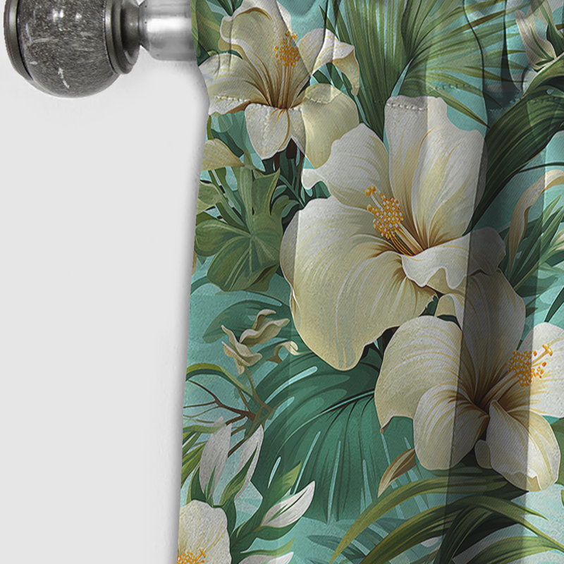 Seafoam Serenity Tropical Motif I - Rideau floral - Rideau occultant floral - 1 panneau, L 52 po x L 95 po
