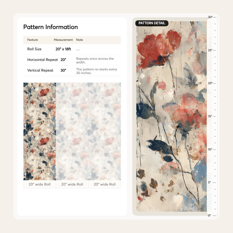 Papier peint floral, décoration murale abstraite murale