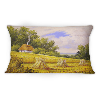 Coussin décoratif "Petite maison dans la campagne pendant la récolte"