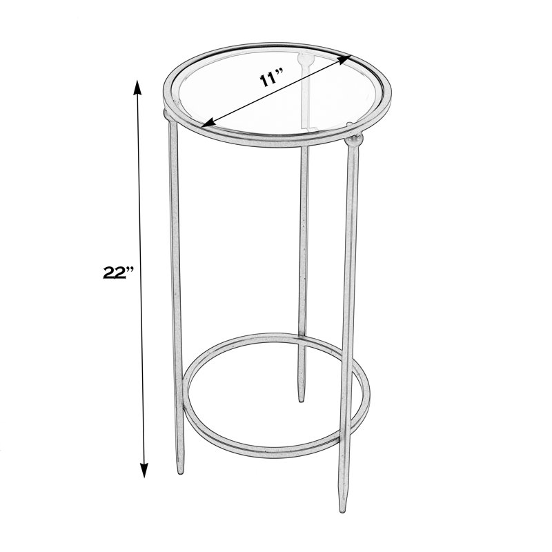 11 in. W Round Glass and Metal Side Table