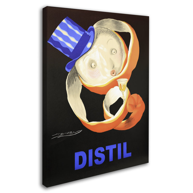 « distiller », affiche rétro sur toile tendue, H 47 po x l 35 po