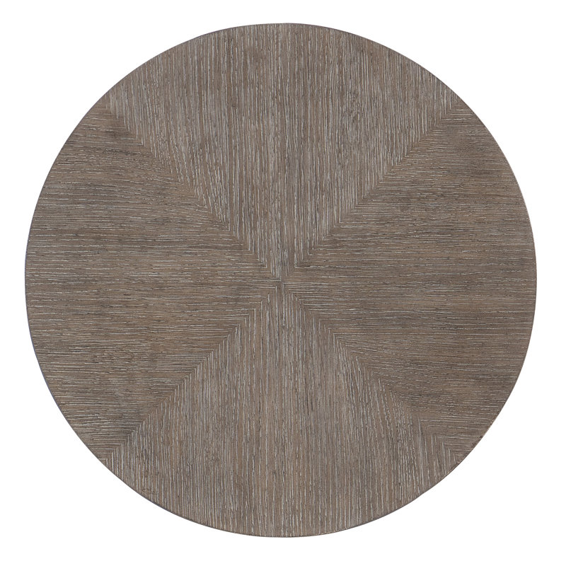 Mink Brown Round Wood and Metal End Table with Storage