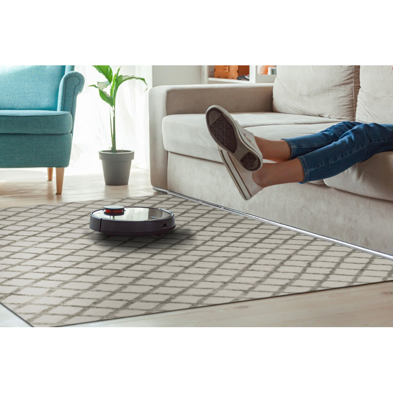 10x14 Gray Hand-Knotted Wool Viscose Diamond Lattice Modernist Design Contemporary Carpet Rug