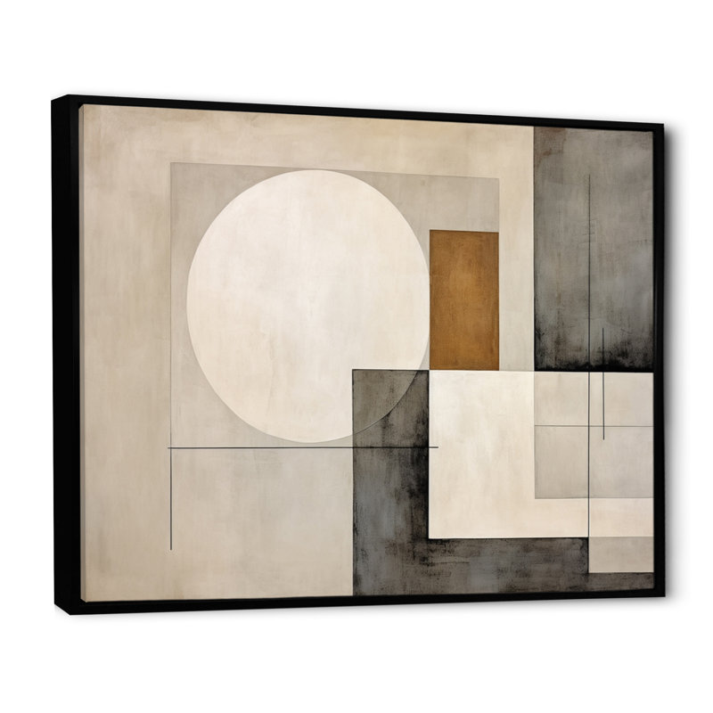 Convergence harmonique beige et brun - impression, H 24 po x l 32 po x P 1 po, Cadre flottant noir
