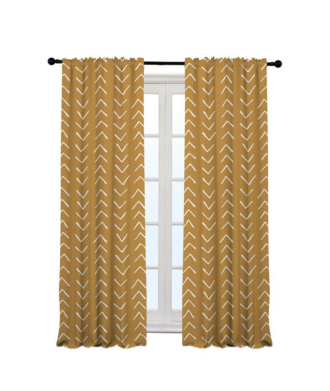 Bohemian Room Lined Single Panel Curtain, 140cm Width x 175cm Drop, Yellow