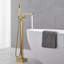 Robinet de baignoire autoportant Robinet de baignoire à fixation au sol Robinet pour salle de bain à poignée simple en laiton avec douche à main-104211642