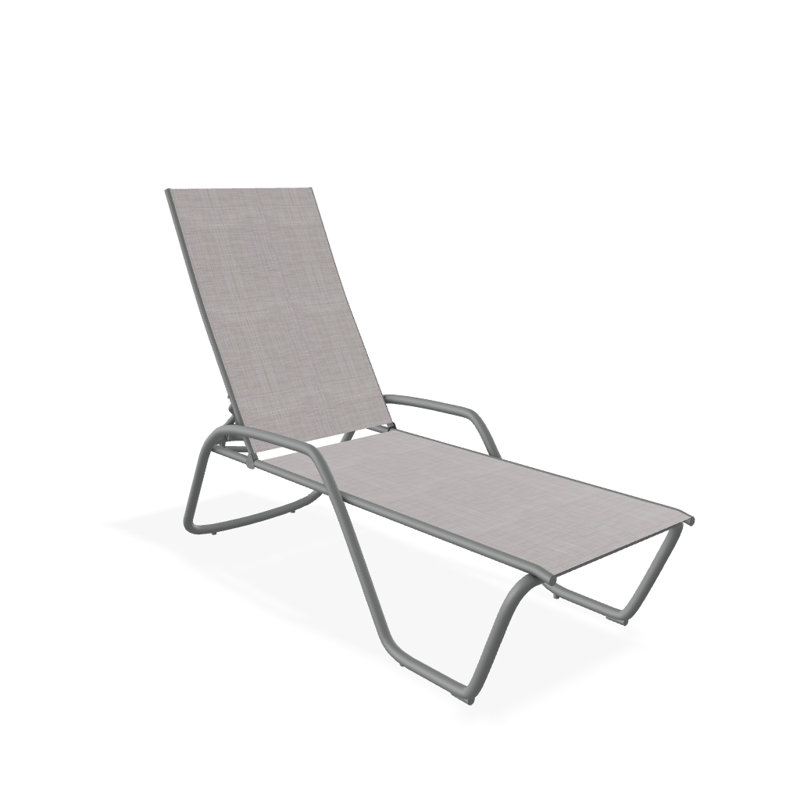 Outdoor Rust-Resistant Metal Chaise Lounge, Textured Graphite, Sand Dollar