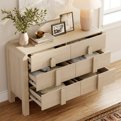 47.2" W 6-Drawer Solid and Manufactured Wood TV Stand