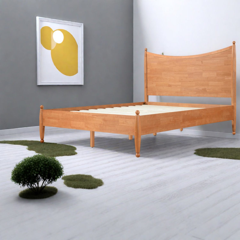 Lit plateforme robuste, cadre en bois aggloméré, chambre à coucher de style campagne moderne, Brun 1
