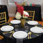Assiettes à salade rondes jetables en plastique blanc avec cordon de perles dorées (18 cm) - 120 assiettes-1824125142