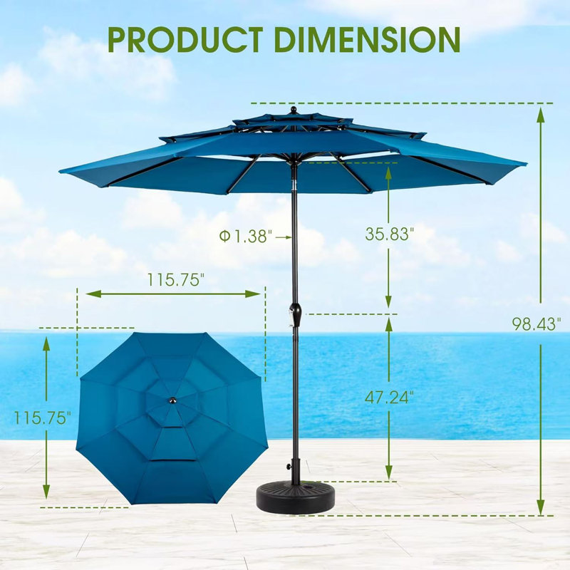 Parasol de marché inclinable 115,75 po, Bleu