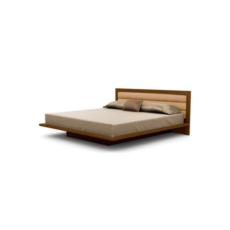 Moduluxe Upholstered Bed, California King, Onyx, Natural Walnut