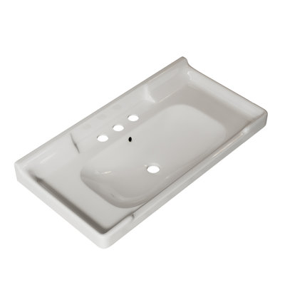 Lavabo de salle de bain en céramique 36 po avec 3 trous pré-percés, sans armoire et robinet