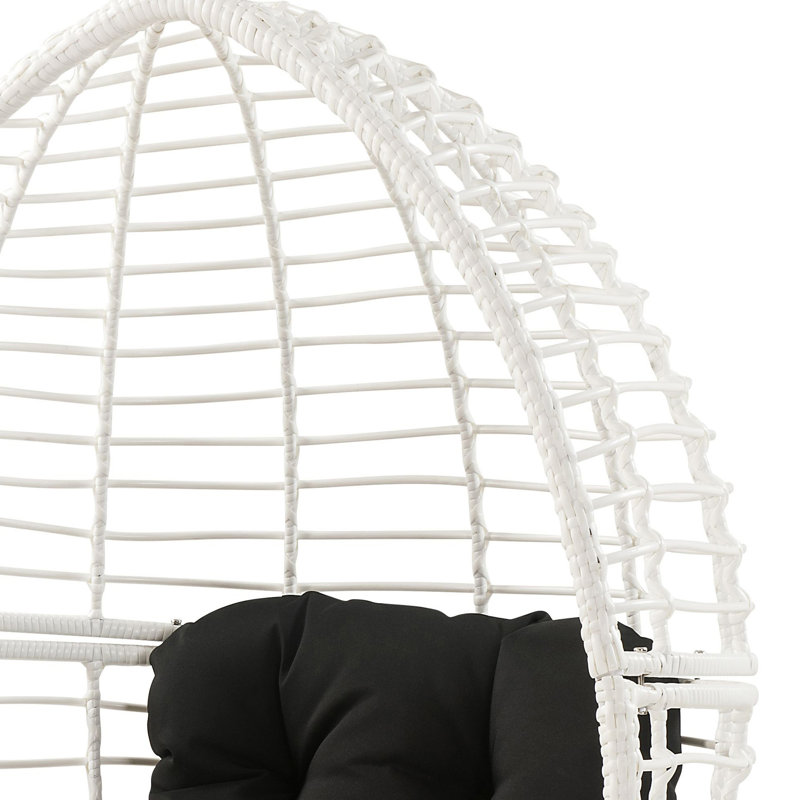 Modern Patio Chair With White Fabric Cushion - Black And Seat Design