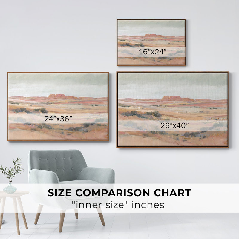 Southwest Landscape II, peinture sur toile encadrée, H 27 po x l 41 po x P 2 po, Cadre noyer
