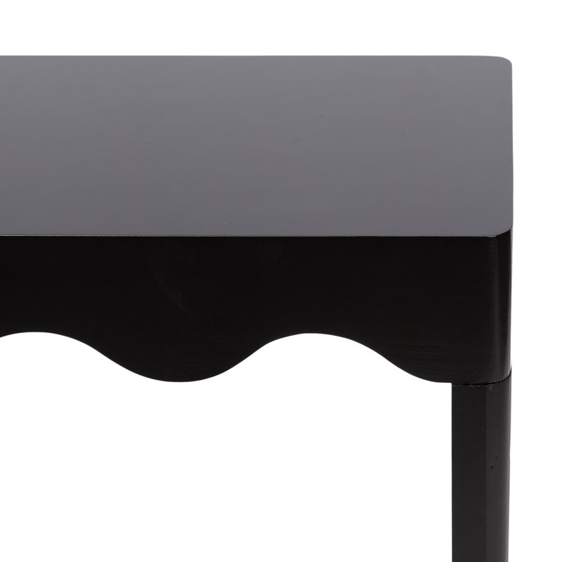 Maida Rectangle Wooden Curvy Console Table, Black