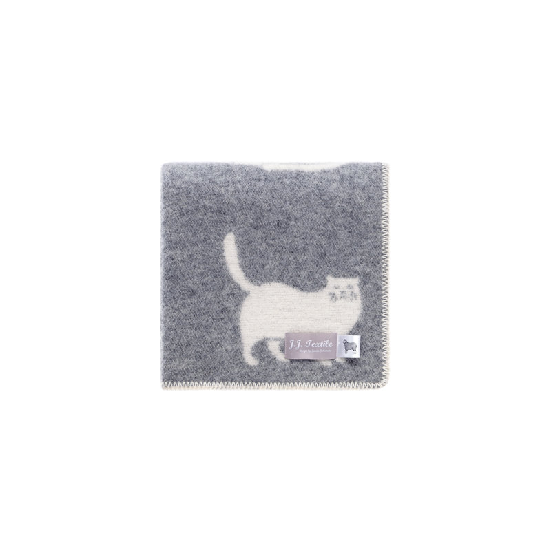Grey Cat Little Wool Blanket