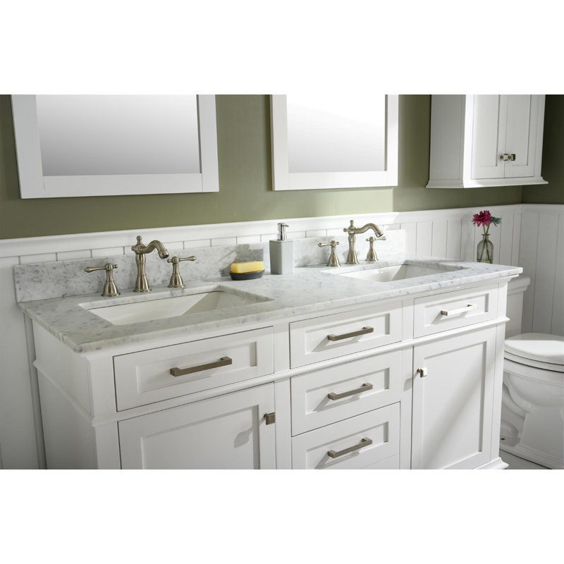 Malcom 60'' Double Bathroom Vanity with Marble Top, White