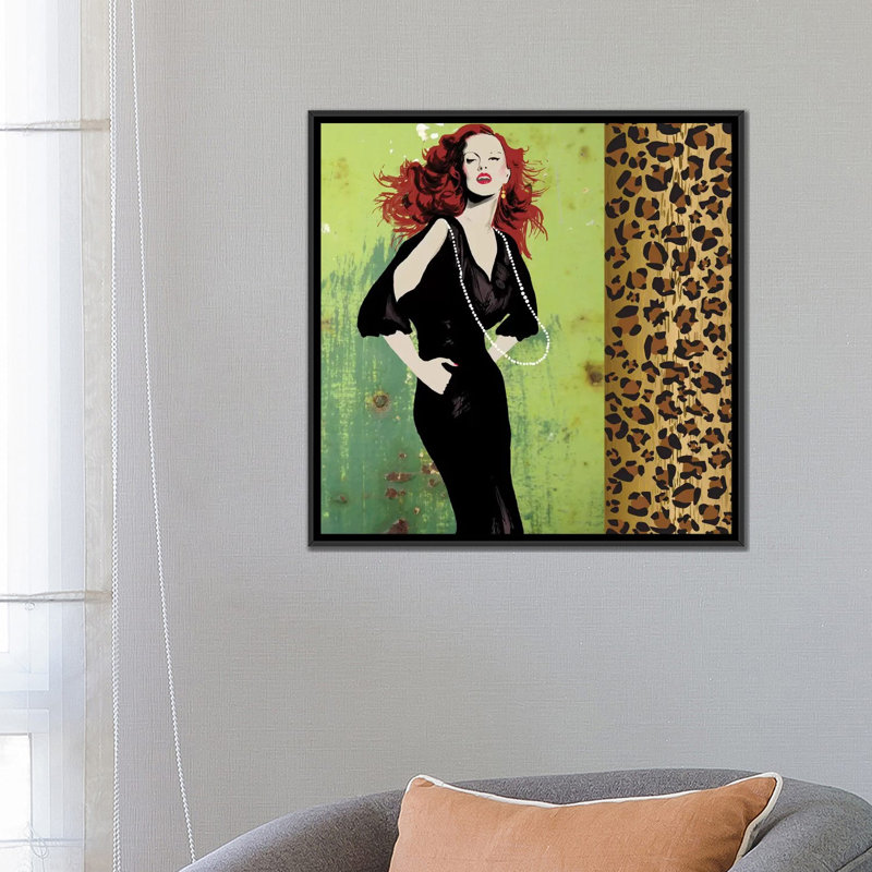 « vixen », reproduction sur toile, H 18 po x l 18 po x P 1,5 po, Toile avec cadre noir, Pas de tapis