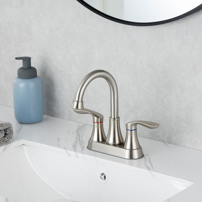2-handle Bathroom Faucet with Drain Assembly, Brushed Nickel