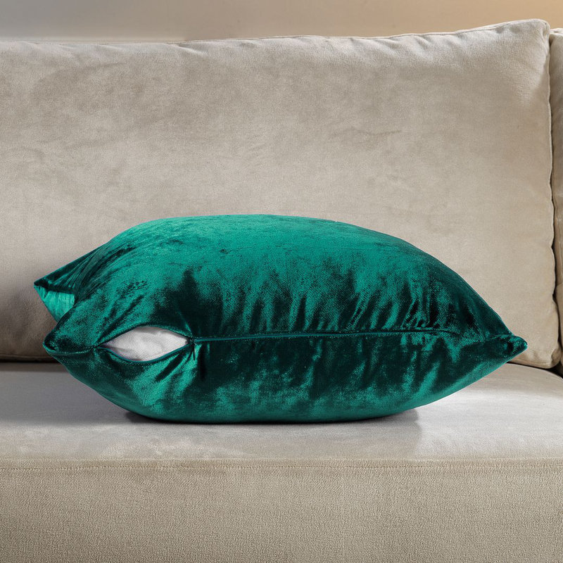 Housse de coussin en velours brillant, Émeraude, Carré de 20 po
