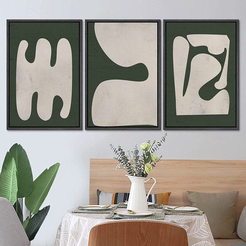Modern Geometric Abstract Framed Canvas Art Set, 16" x 24"