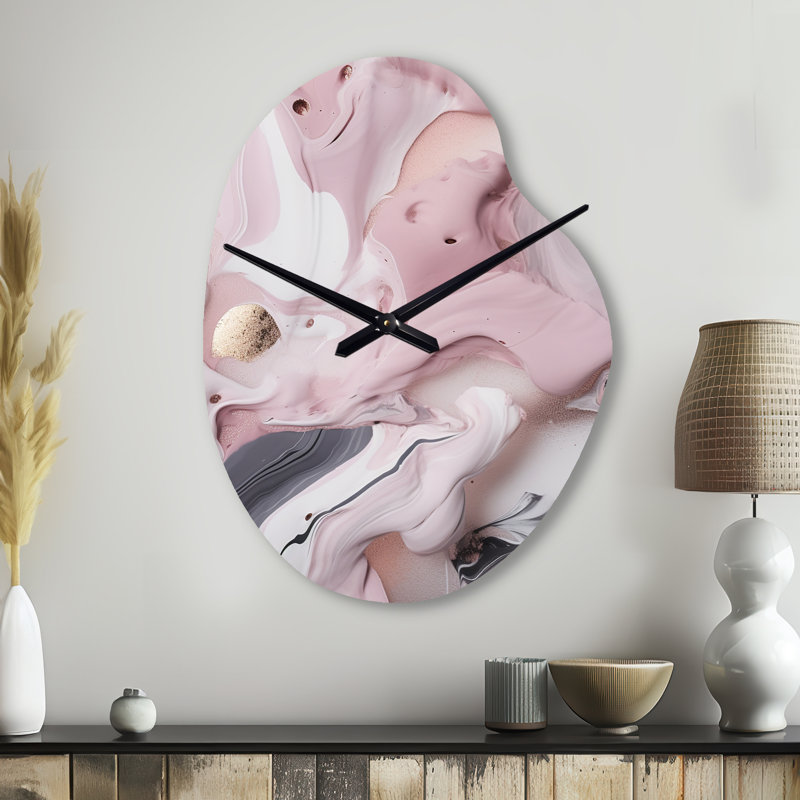 Œuvre d'art en marbre massif III - horloge murale en métal de forme irrégulière, horloge murale moderne asymétrique, Petit