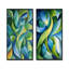 Collage de feuilles organiques vertes et bleus I - décoration murale moderne abstraite 2 pièces-291815950-291815951