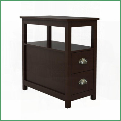 Table basse brune avec 2 tiroirs Tablette ouverte - peu encombrante, facile à nettoyer et amp; Robuste pour le salon